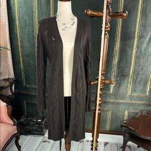 Talbots dark  Brown cashmere cotton long Cardigan Sweater